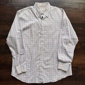 Peter Millar Shirt Mens XLarge Button Down Colorful Plaid Cotton Long Sleeve